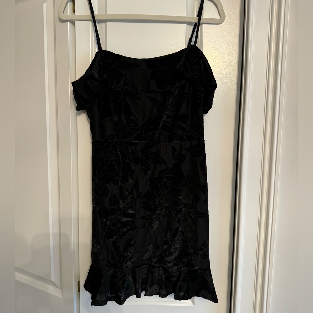 Aqua Velvet Black Rose Floral Dress
